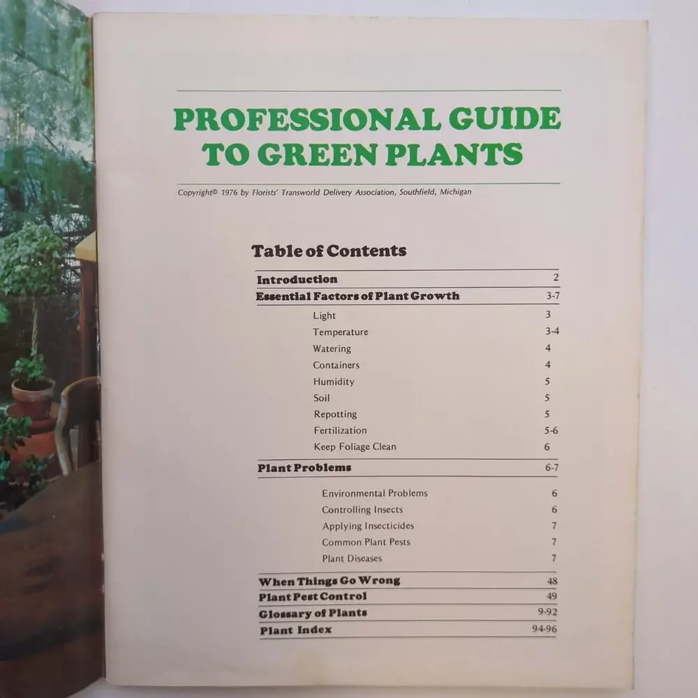 Professional Guide to Green Plants 1976 FTD Illustrated Houseplants Gardening